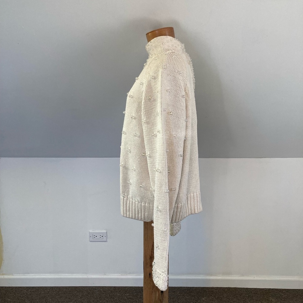 Lisa Nichols Vintage Beaded Sweater In Cream View 4